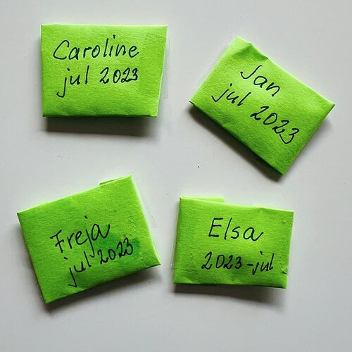 Familjens karpfjäll inpackade i traditionsenlig post-it