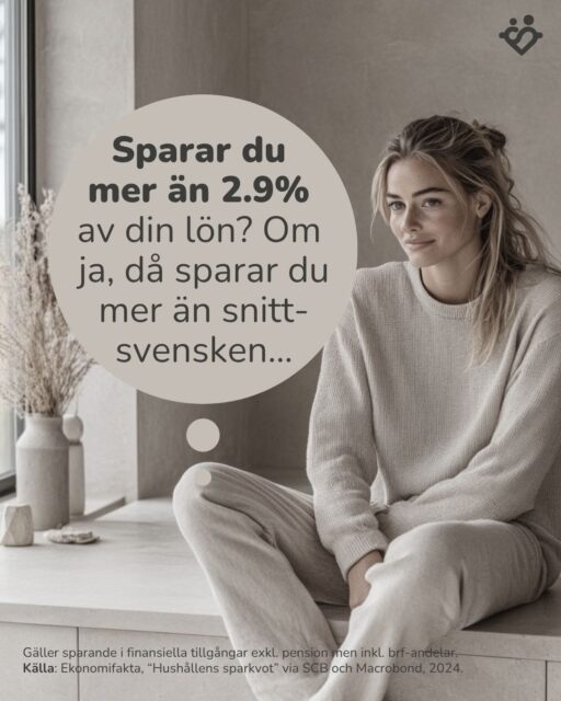 Sparar du mer än 2.9% av din lön? Om ja, då sparar du mer än snitt-svensken…