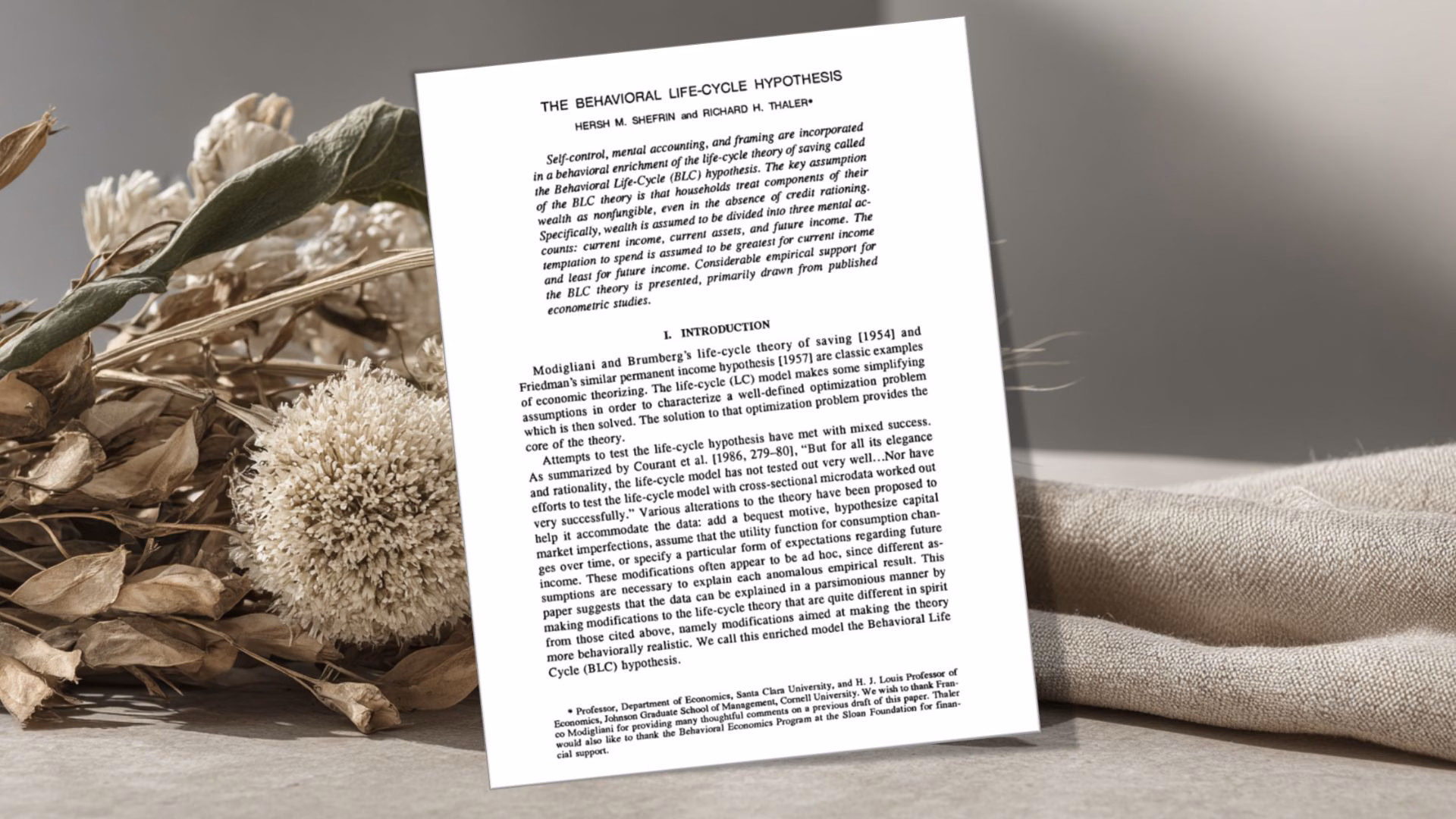 The Behavioral Life-Cycle Hypothesis