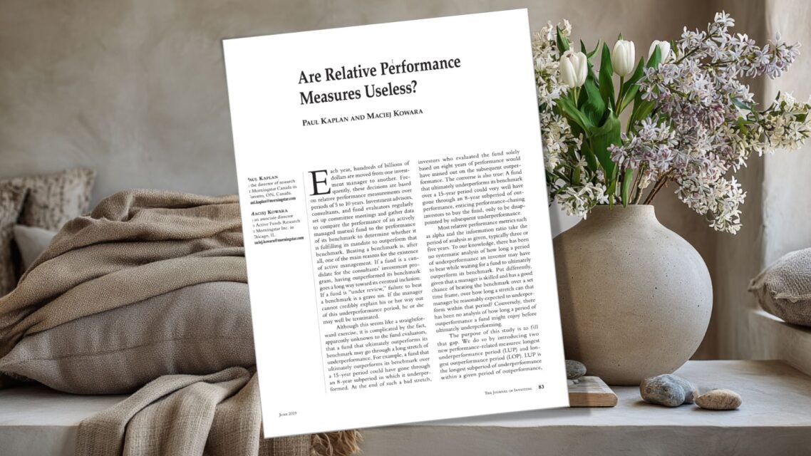 Paul Kaplan, "Are Relative Performance Measures Useless?", 2019