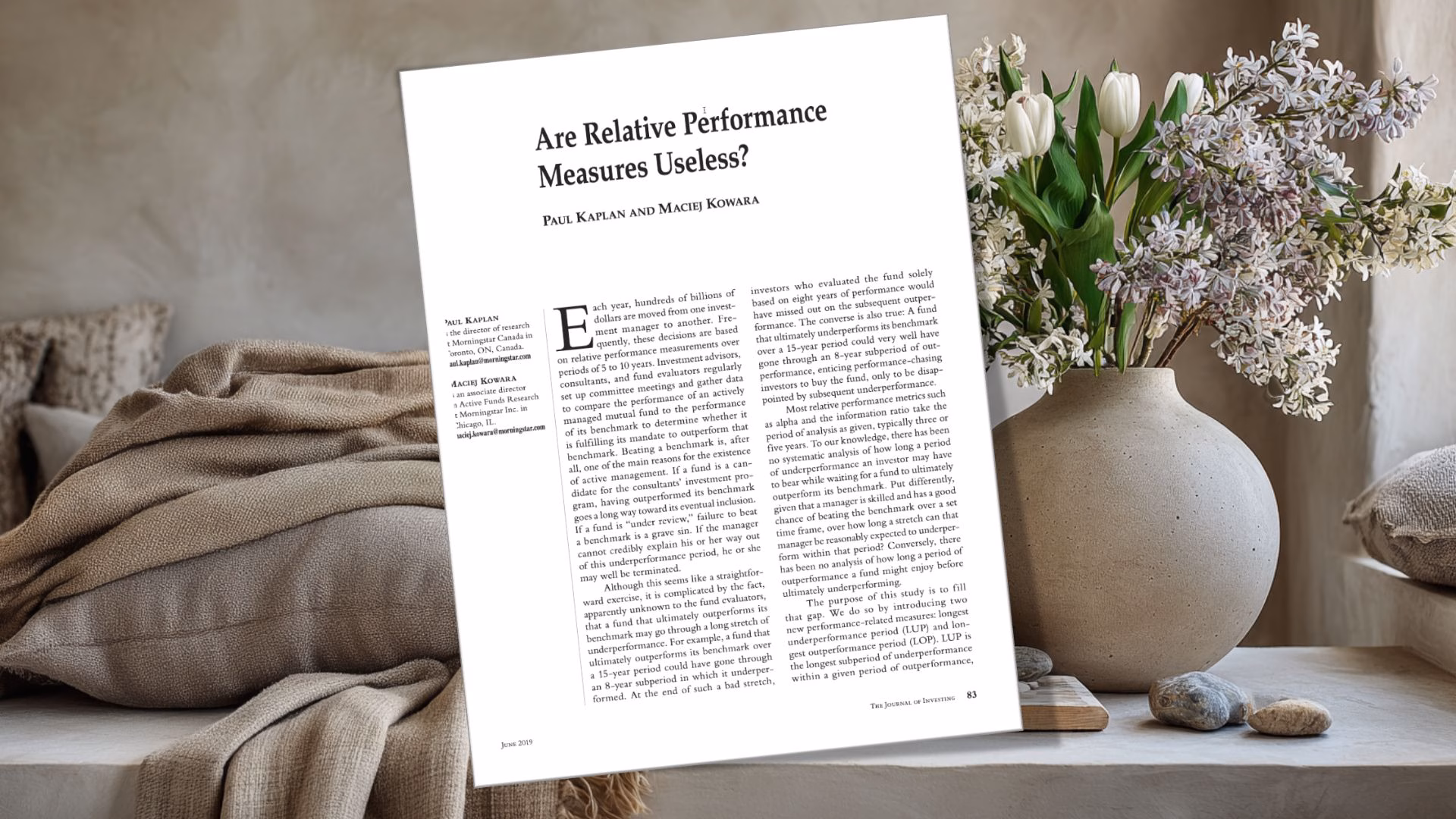 Paul Kaplan, "Are Relative Performance Measures Useless?", 2019