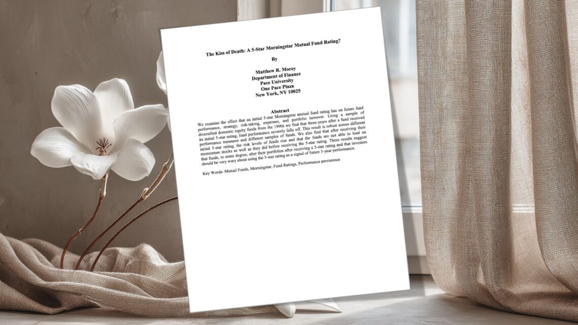 Morey, Matthew R., Kiss of Death: A 5-Star Morningstar Mutual Fund Rating? (September 2003). Available at SSRN: https://ssrn.com/abstract=455240