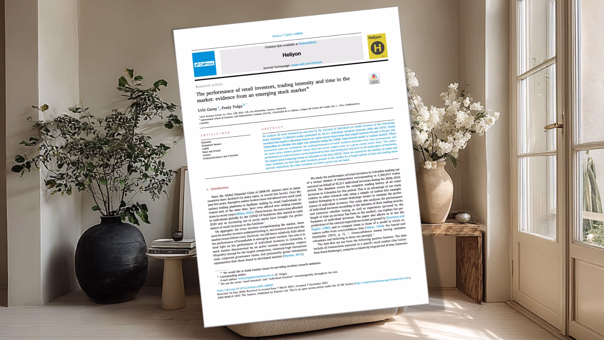 Garay, U. "The performance of retail investors, trading intensity and time in the market: evidence from an emerging stock market", 2021