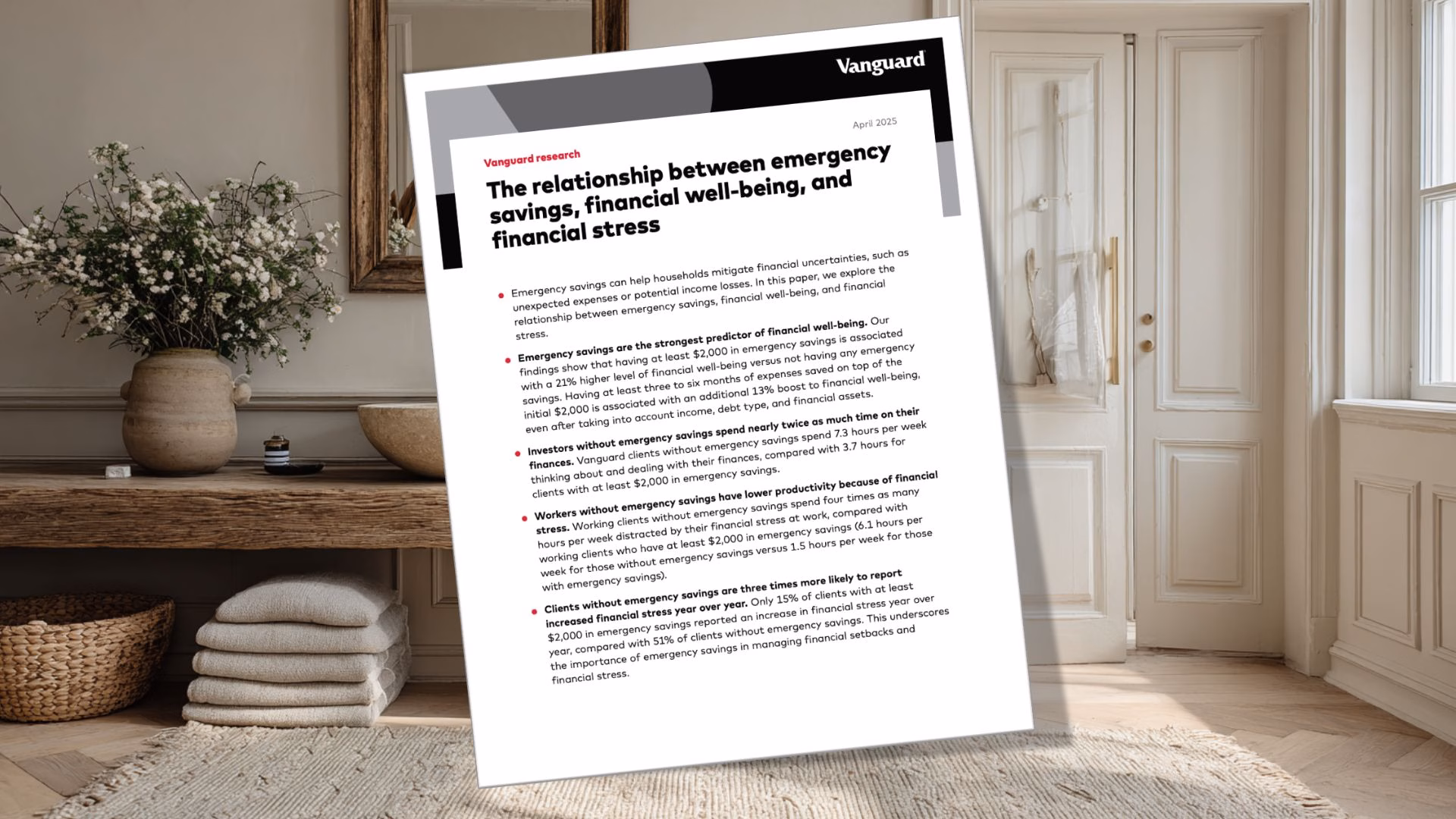 The relationship between emergency savings, financial well-being, and financial stress