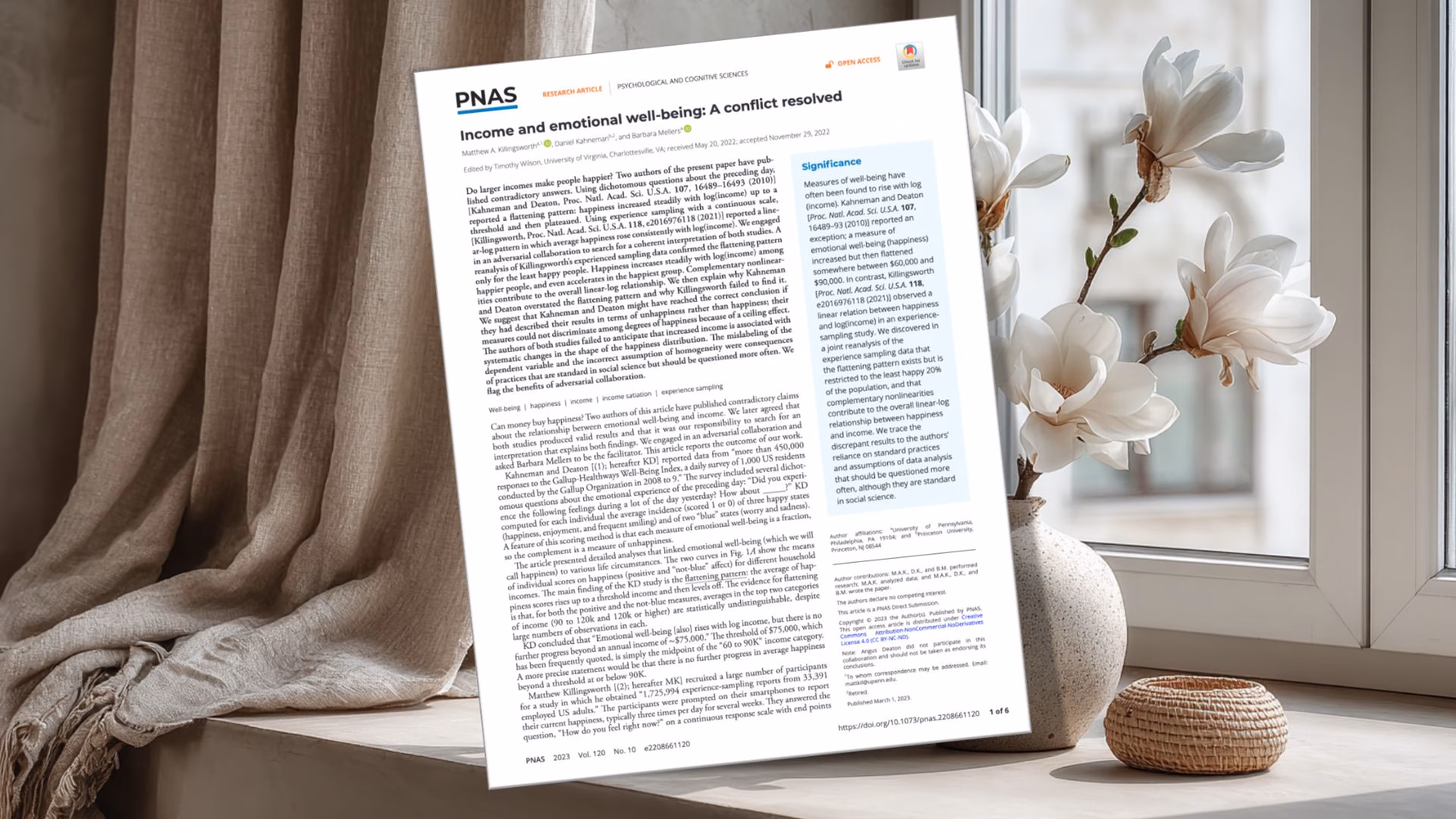 Matthew Killingsworth, "Income and emotional well-being: A conflict resolved", 2022