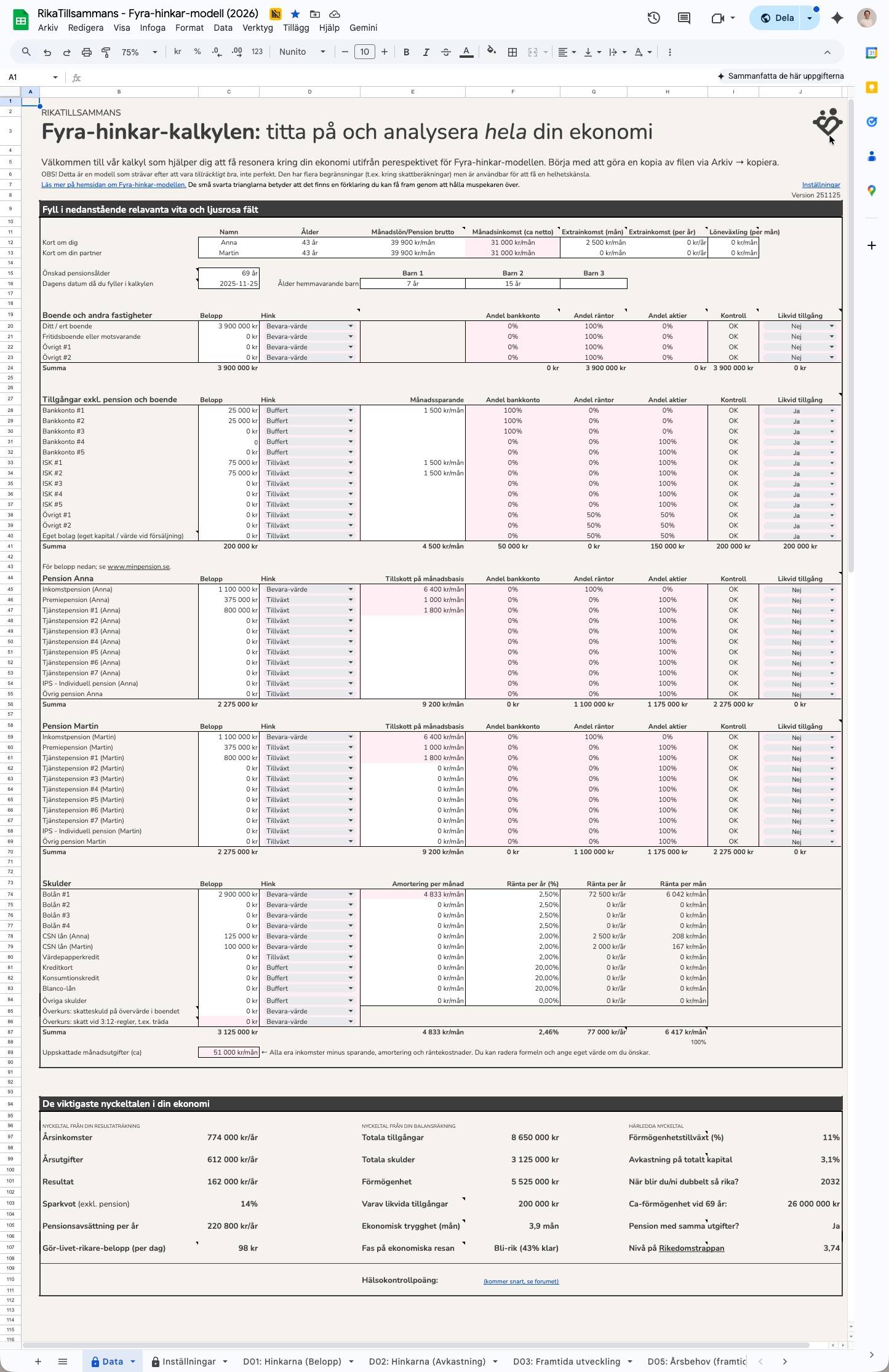 Fyra-hinkar-kalkylen