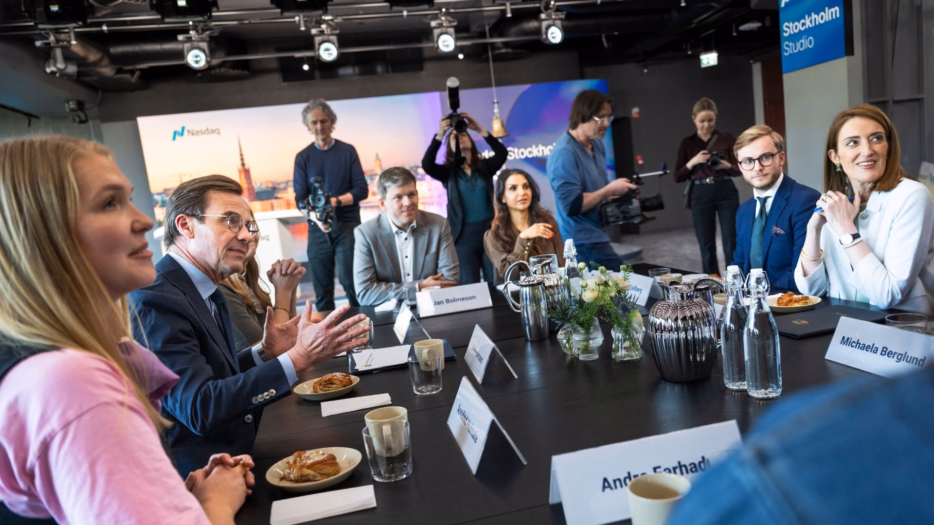 Jan Bolmeson i möte med statsminister Ulf Kristersson och EU:s talman Roberta Metsola